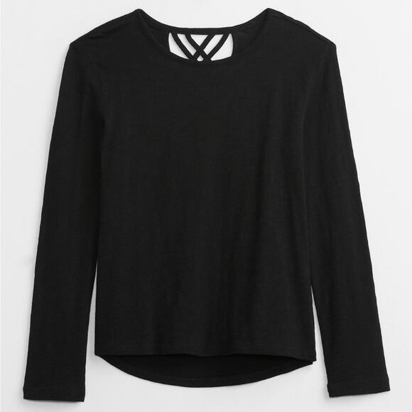 NWOT Old Navy Kids ForeverSoft Criss-Cross T Black Shirt Size Large 
B9 - Picture 1 of 4